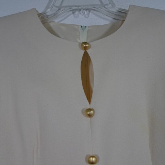 Donna Ricco Wool Dress Women's Petite Size 4P Ivory Lined Back Zip Vintage - Picture 3 of 9